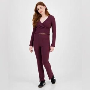 Planet Heart Surplice Ribbed Long Sleeve Top Sugar Beat XL NWT Juniors